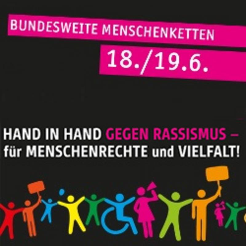 Menschenketten gegen Rassismus: für Menschenrechte und Vielfalt, Logo: campact