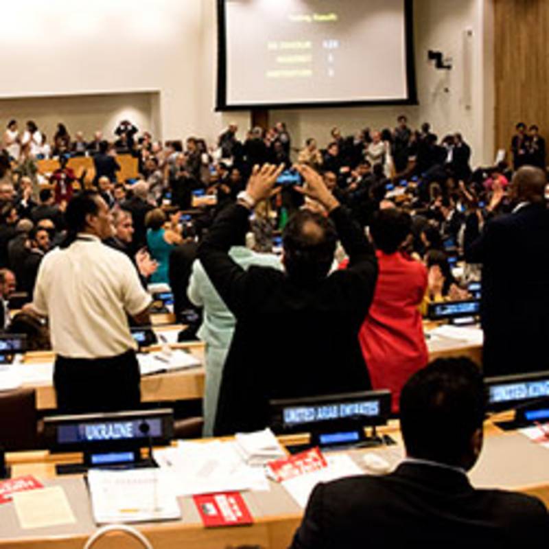 Verabschiedung des UN-Vertrages über ein Verbot von Atomwaffen am 7. Juli 2017 in New York, Foto: ICAN, Clare Conboy