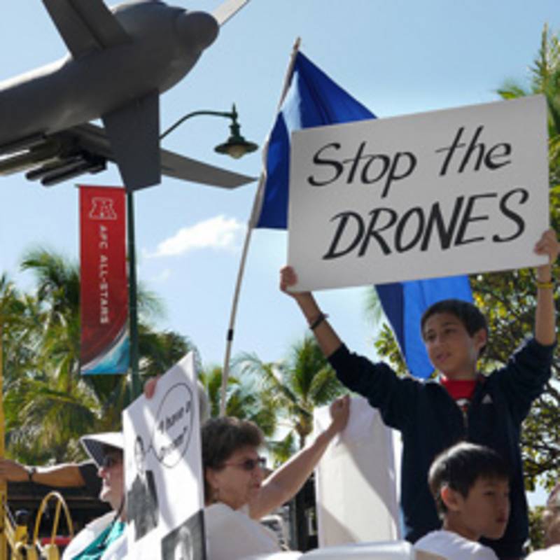 Protest gegen Drohnen bei der Inauguration von Obama am 21.1.2013, Foto: Deborah Sweet, Flickr
