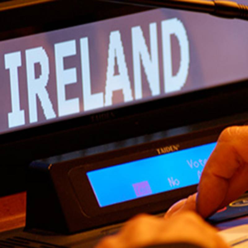 Irland stimmt bei der UN-Abstimmung im ersten Ausschuss am 27.10.2016 mit Ja, Foto: Xanthe Hall