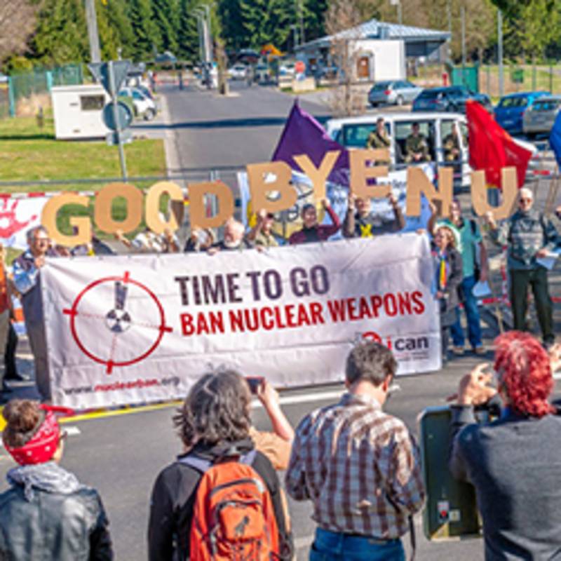 Protestaktion gegen die US-Atomwaffen in Büchel 2017, Foto: H. Sauerwein