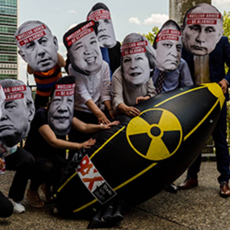 Protestaktion in New York anlässlich der Verhandlungen über einen Atomwaffenverbotsvertrag, Foto: Ralf Schlesener