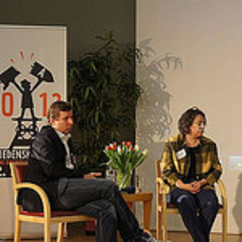 Tagung Friedenskultur 2012 mit  Burkhard Schneider (Mayors fpr Peace international) und Xanthe Hall, IPPNW