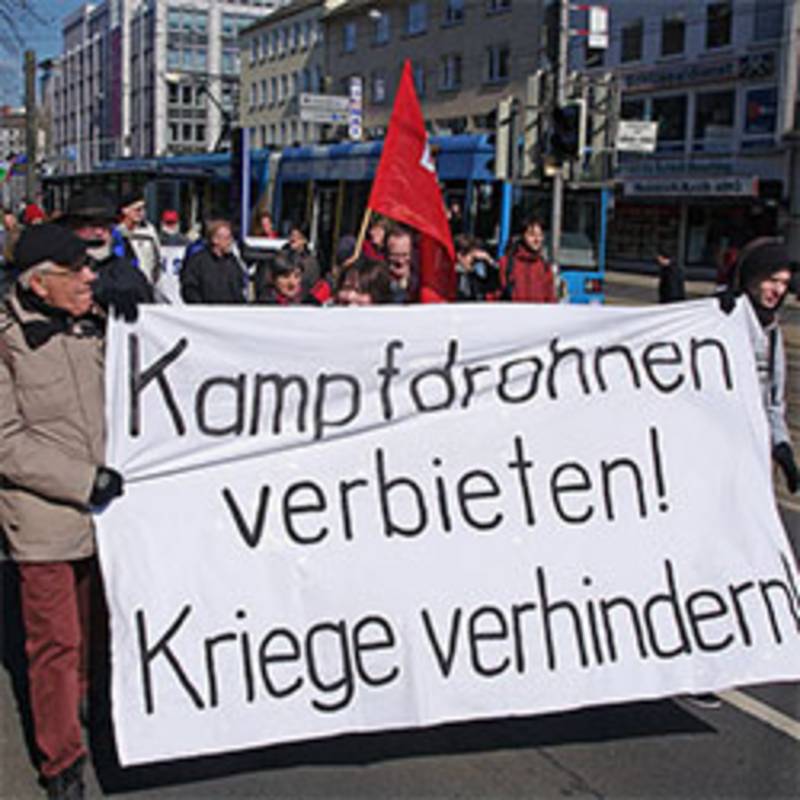 Demonstration gegen Kampfdrohnen, Foto: DFG-VK