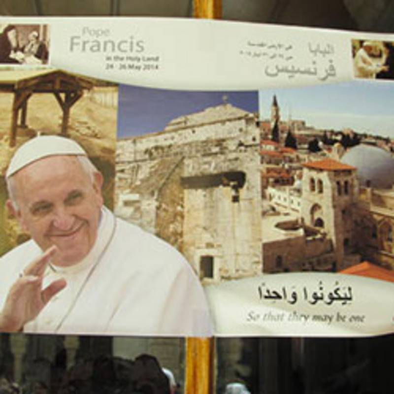 Ankündigung des Papstbesuches in Bethlehem, Foto: Wilmen, IPPNW